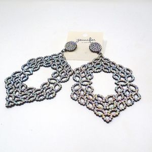 NWT! CRYSTAL LASER CUT STATEMENT EARRINGS